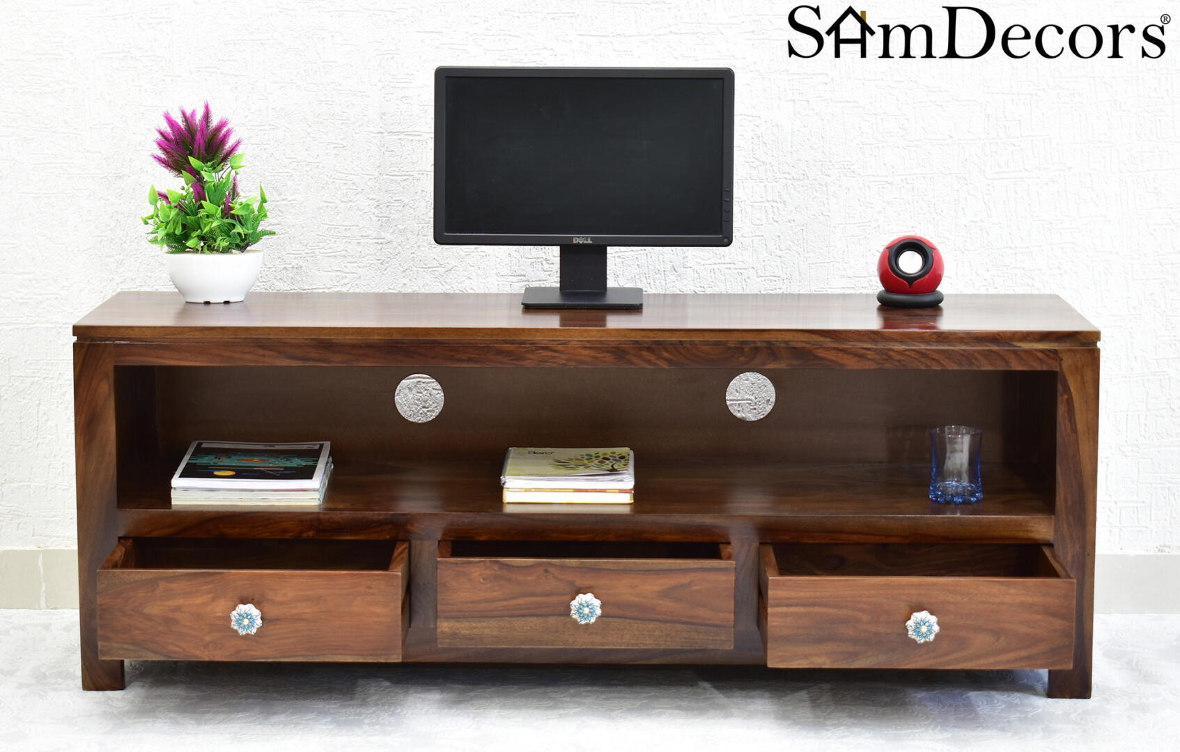 Mary Multipurpose TV Entertainment Unit/Cabinet - Natural Teak - Image 3